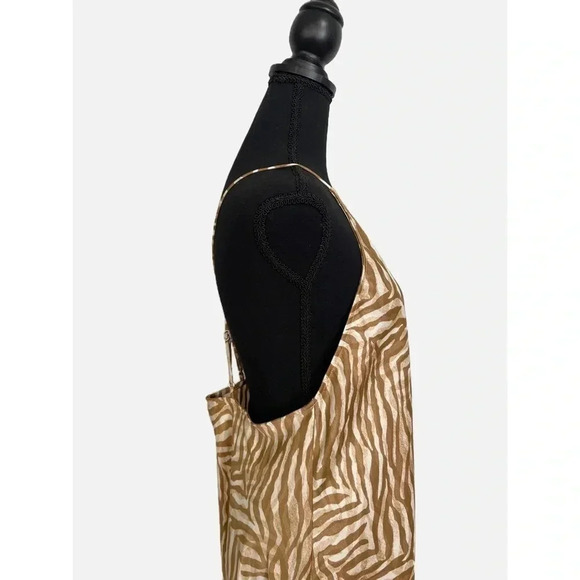Banana Republic Factory Dress Women's Large Beige Animal Print Cross Back Slip - Picture 5 of 8